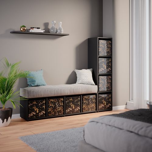 Meuble De Rangement Ludus, Noir, 142.5x36.2cm