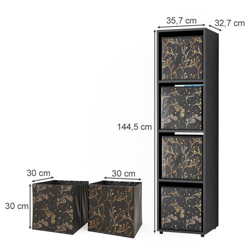 Meuble De Rangement Ludus, Noir, 142.5x36.2cm