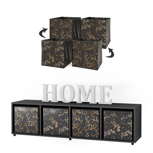 Meuble De Rangement Ludus, Noir, 142.5x36.2cm