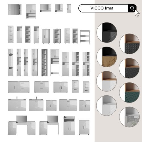 Meubles Bain Irma 38064 Chêne Doré/anthracite 3 Pièces, Avec Armoire Centrale