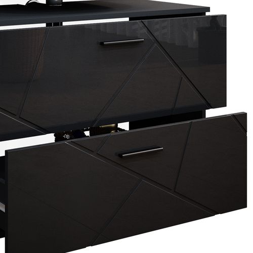 Meubles Bain Irma 38076 Anthracite Haute Brillance 3 Pièces, Avec Armoire Centrale