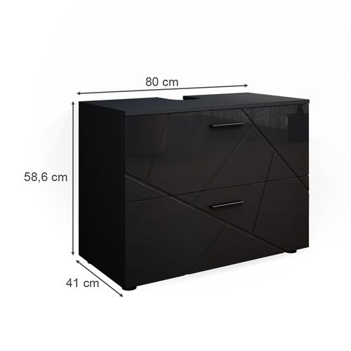 Meuble Sous Vasque Simple Irma, Anthracite Haute Brillance, 80x58.6cm