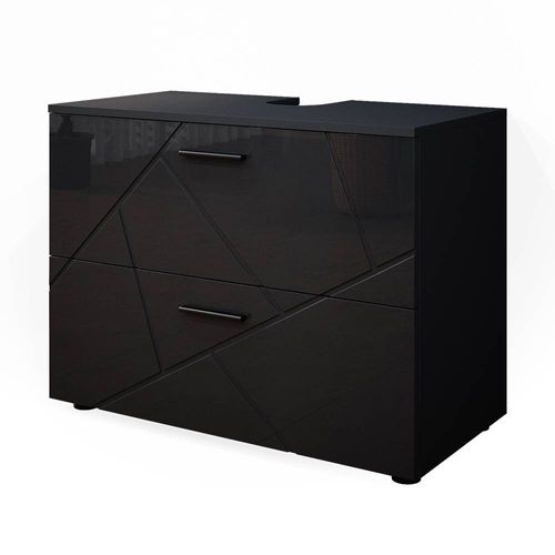 Meuble Sous Vasque Simple Irma, Anthracite Haute Brillance, 80x58.6cm
