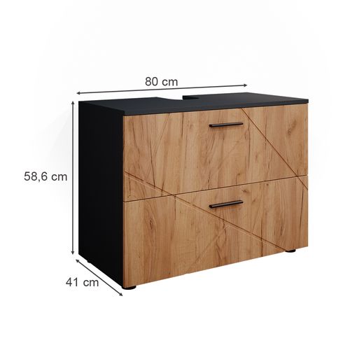 Meuble Sous Vasque Simple Irma 37574 Chêne Doré/anthracite 80x58.6cm