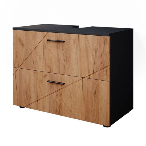 Meuble Sous Vasque Simple Irma 37574 Chêne Doré/anthracite 80x58.6cm