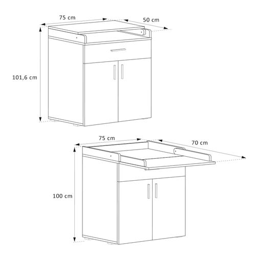 Commode à Langer Lena 37864 Sonoma 75x100cm