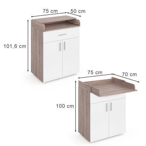 Commode à Langer Lena 37865 Blanc/sonoma 75x100cm
