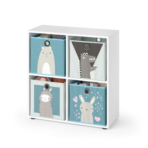 Bibliothèque Enfant Tetra 38113 Blanc 72.6x72cm Avec 4 Boîtes Pliantes