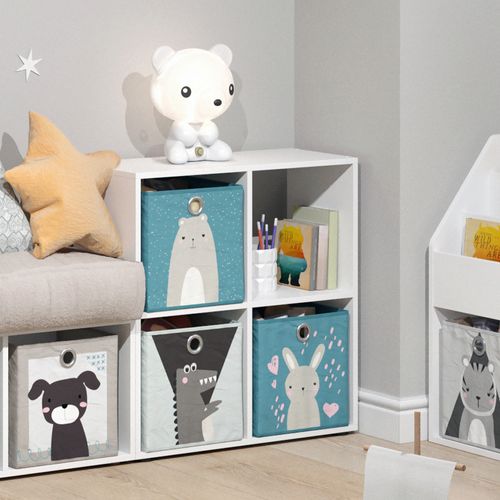 Bibliothèque Enfant Tetra 38113 Blanc 72.6x72cm Avec 4 Boîtes Pliantes