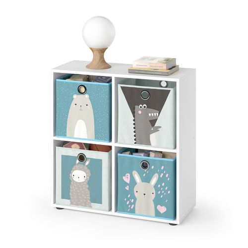 Bibliothèque Enfant Tetra 38113 Blanc 72.6x72cm Avec 4 Boîtes Pliantes