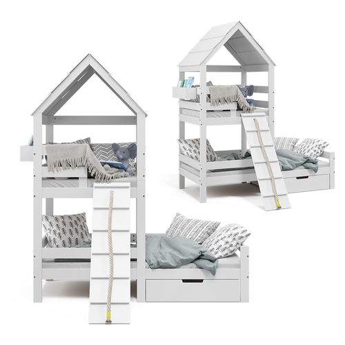 Lit Cabane Teddy 38117 Blanc 90x200 Cm Avec Tiroir