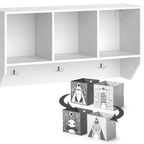 Étagère Enfant Luigi 38146 Blanc 31x56cm Avec 2 Boxes Pliants Opt.1