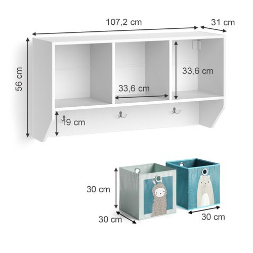 Étagère Enfant Luigi 38147 Blanc 31x56cm Avec 2 Boxes Pliants Opt.2