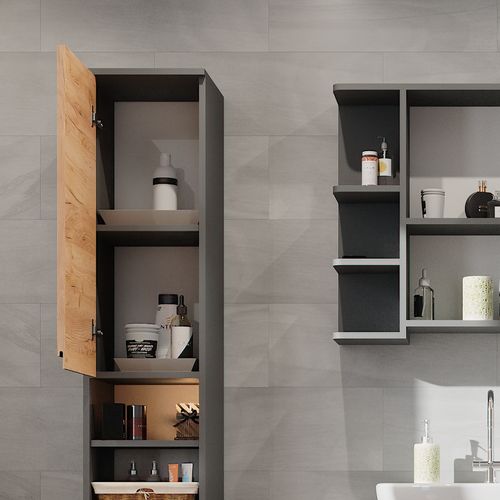 Colonne De Salle De Bain J-shape, Gris, 30x190cm