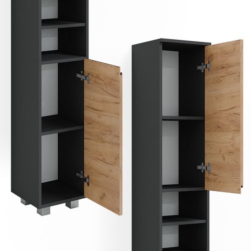 Colonne De Salle De Bain J-shape, Gris, 30x190cm