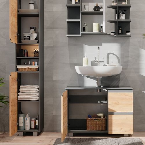 Meubles Bain J-shape 38202 Gris 3 Parties