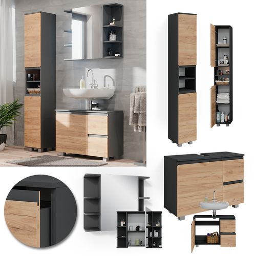 Meubles Bain J-shape 38202 Gris 3 Parties