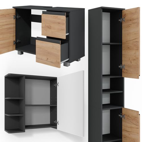 Meubles Bain J-shape 38202 Gris 3 Parties