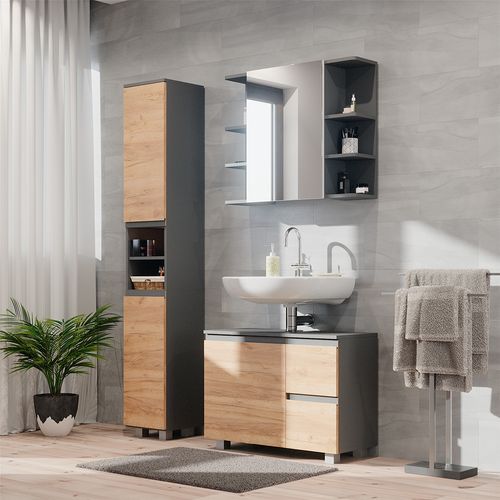 Meubles Bain J-shape 38202 Gris 3 Parties