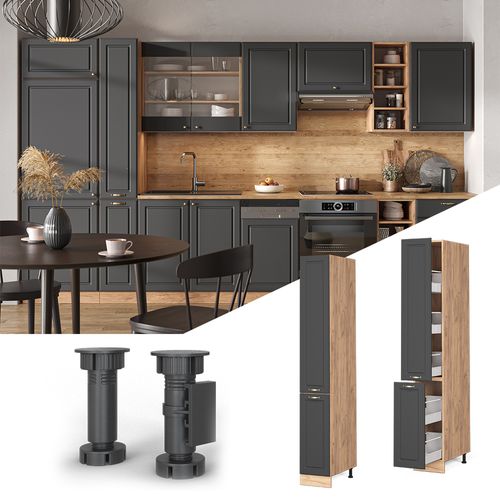 Meuble Haute De Cuisine Fame-line 38418 Anthracite-or 30cm