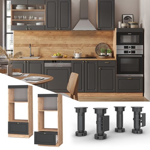 Armoire Micro-ondes Fame-line 38426 Anthracite-or 60cm Ouvert