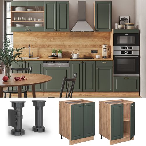 Meuble Bas De Cuisine Fame-line 38325 Vert Or Campagne 60cm Sans Pt