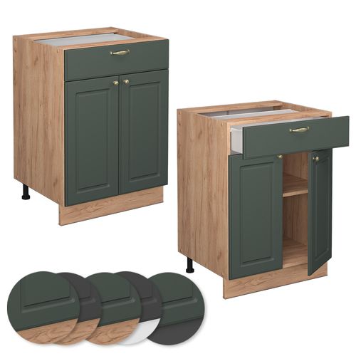 Meuble Cuisine Fame-line 38335 Vert Or Campagne 60cm Avec Tiroir, Sans Pt