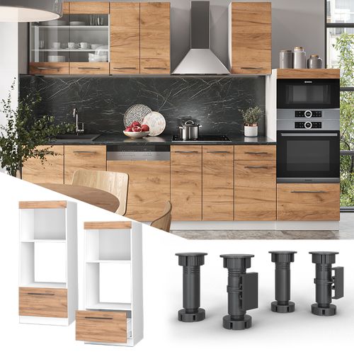 Armoire Micro-ondes Fame-line 38424 Chêne De Force Doré 60cm Ouvert