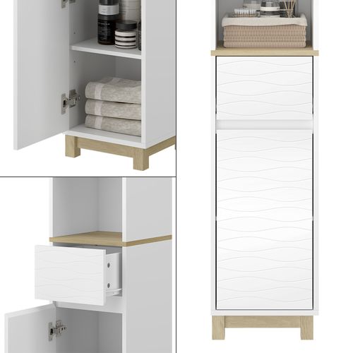 Meubles De Salle De Bain Livia 50146 Blanc 30x151cm Avec Tiroirs