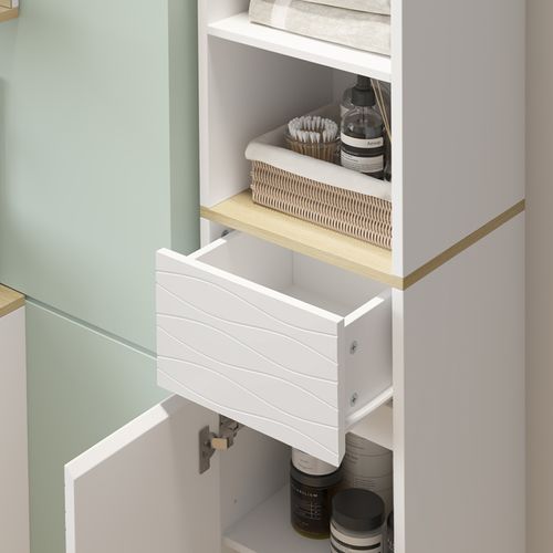 Meubles De Salle De Bain Livia 50146 Blanc 30x151cm Avec Tiroirs