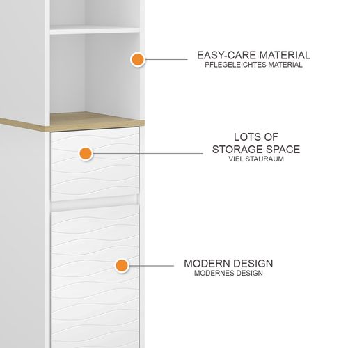 Meubles De Salle De Bain Livia 50146 Blanc 30x151cm Avec Tiroirs