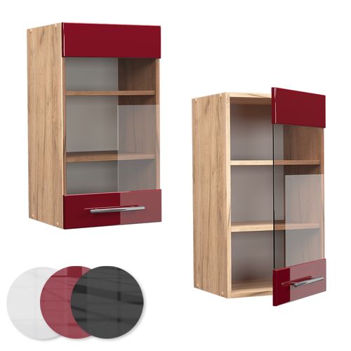 Armoire En Verre Fame-line 38366 Rouge Bordeaux Haute Brillance 40cm