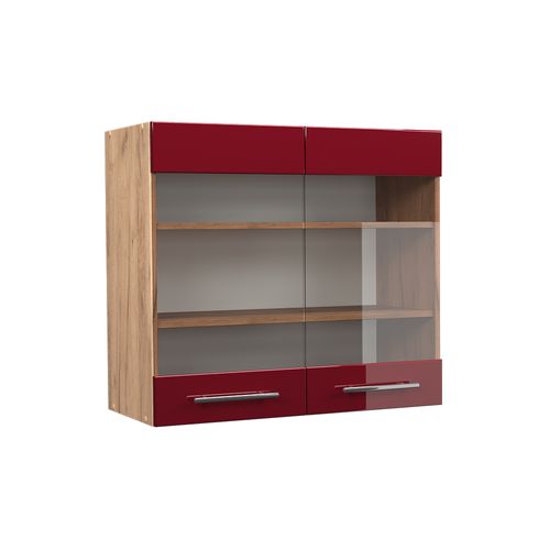 Armoire En Verre Fame-line 38396 Rouge Bordeaux Haute Brillance 80cm