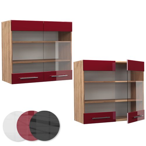 Armoire En Verre Fame-line 38396 Rouge Bordeaux Haute Brillance 80cm