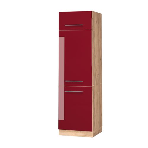 Armoire Pour Frigo Fame-line 38406 Rouge Bordeaux Haute Brillance 60cm
