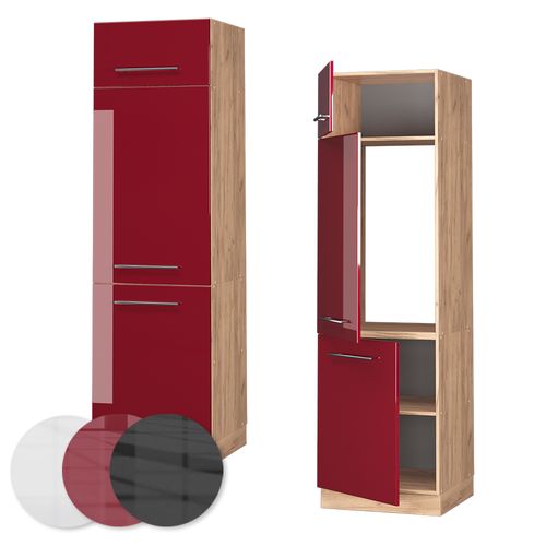 Armoire Pour Frigo Fame-line 38406 Rouge Bordeaux Haute Brillance 60cm