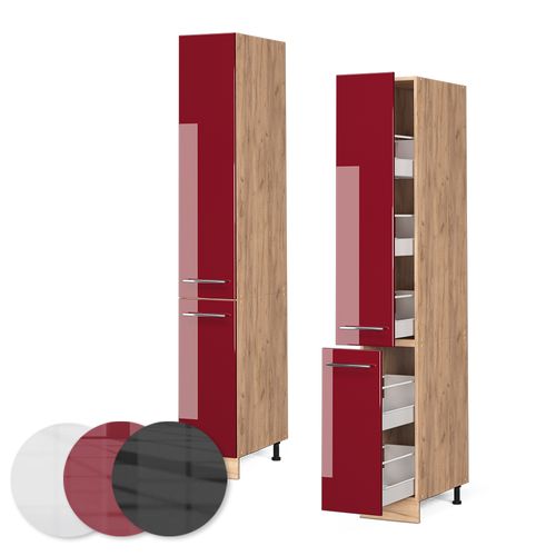 Meuble Haute De Cuisine Fame-line 38421 Rouge Bordeaux Haute Brillance 30cm