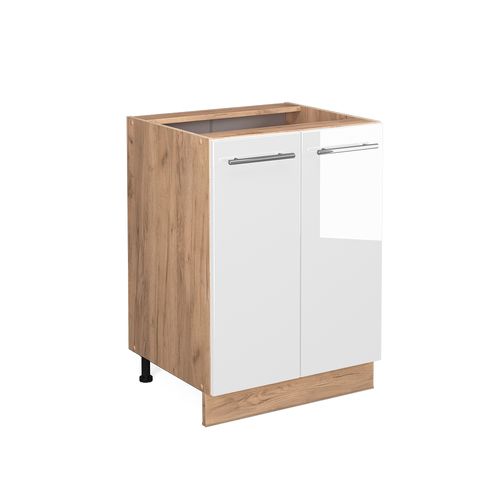 Meuble Bas De Cuisine Fame-line 38327 Blanc Haute Brillance 60cm Sans Pt