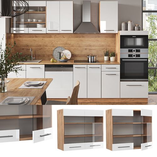 Armoire En Verre Fame-line 38397 Blanc Haute Brillance 80cm