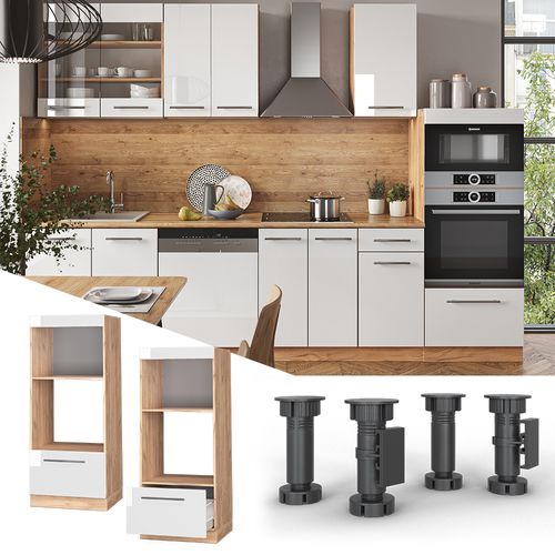 Armoire Micro-ondes Fame-line 38430 Blanc Haute Brillance 60cm Ouvert