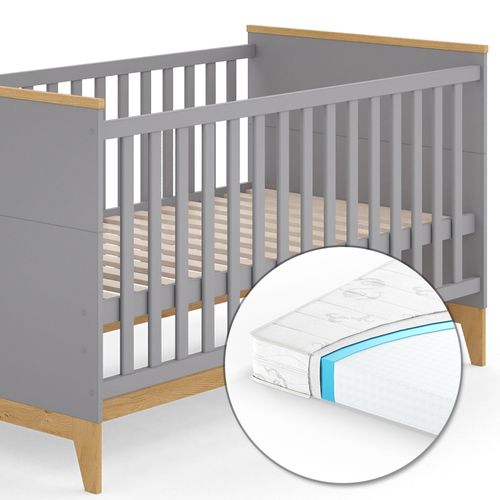 Lit Bébé Malia 38275 Gris 70x140 Cm Avec Matelas