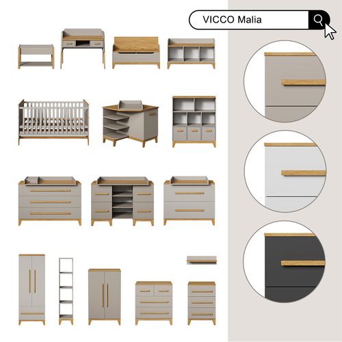 Lit Bébé Malia 38275 Gris 70x140 Cm Avec Matelas