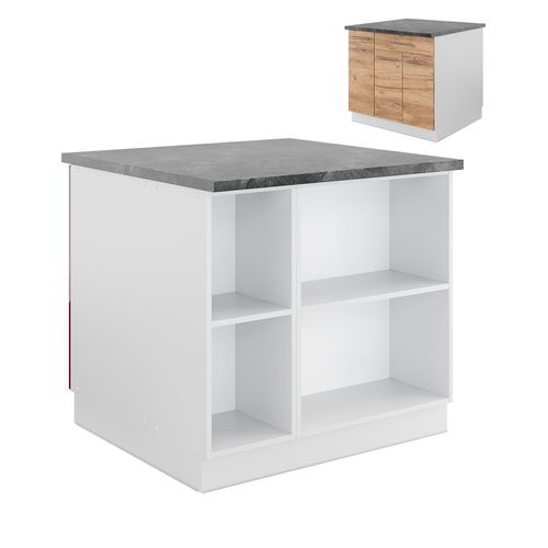 Îlot De Cuisine Fame-line 38707 Chêne Doré/blanc 90cm Avec Tiroir, Sans Pt