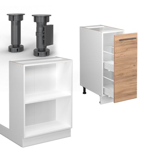 Îlot De Cuisine Fame-line 38707 Chêne Doré/blanc 90cm Avec Tiroir, Sans Pt