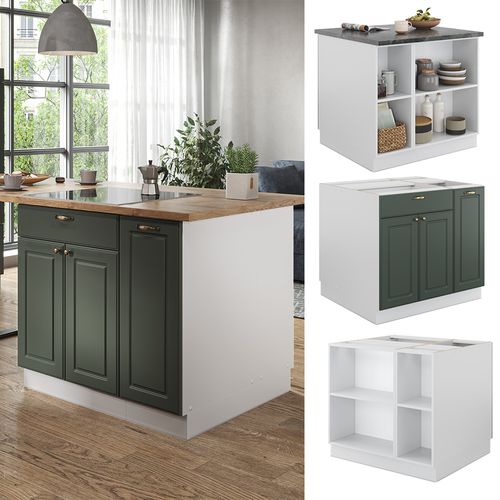 Îlot De Cuisine Fame-line 38711 Vert-or Landhaus/blanc 90cm Avec Tiroir, Sans Pt