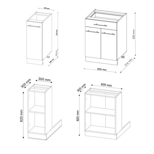 Îlot De Cuisine Fame-line 38712 Blanc Brillant/anthracite 90cm Avec Tiroir, Sans Pt
