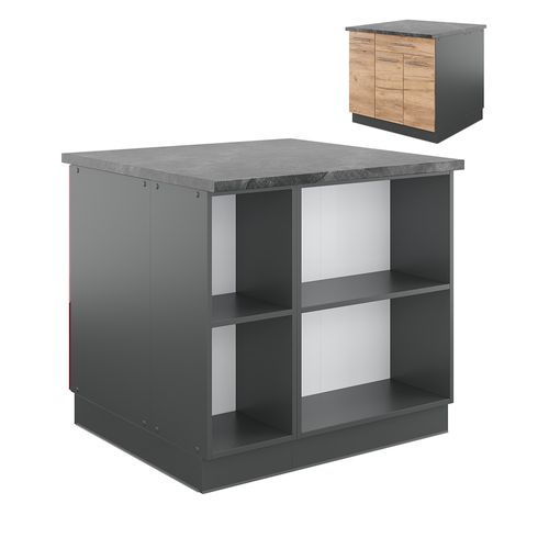 Îlot De Cuisine Fame-line 38714 Chêne Doré/anthracite 90cm Avec Tiroir, Sans Pt