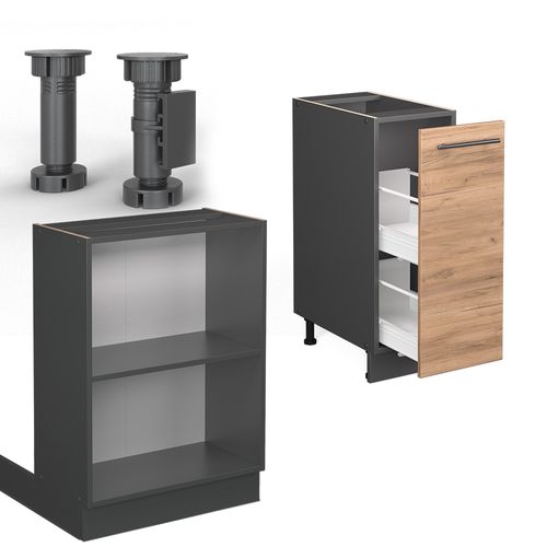 Îlot De Cuisine Fame-line 38714 Chêne Doré/anthracite 90cm Avec Tiroir, Sans Pt