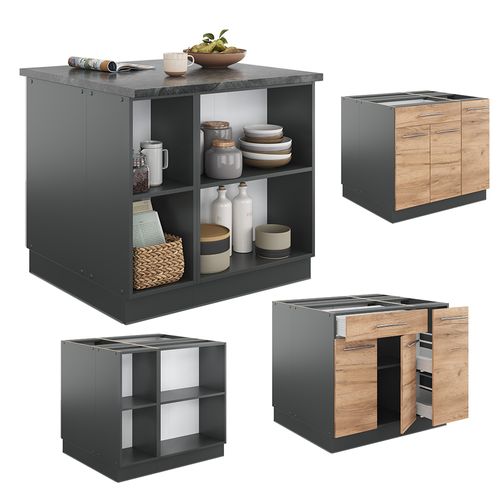 Îlot De Cuisine Fame-line 38714 Chêne Doré/anthracite 90cm Avec Tiroir, Sans Pt