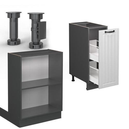 Îlot De Cuisine Fame-line 38715 Blanc Cottage/anthracite 90cm Avec Tiroir, Sans Pt